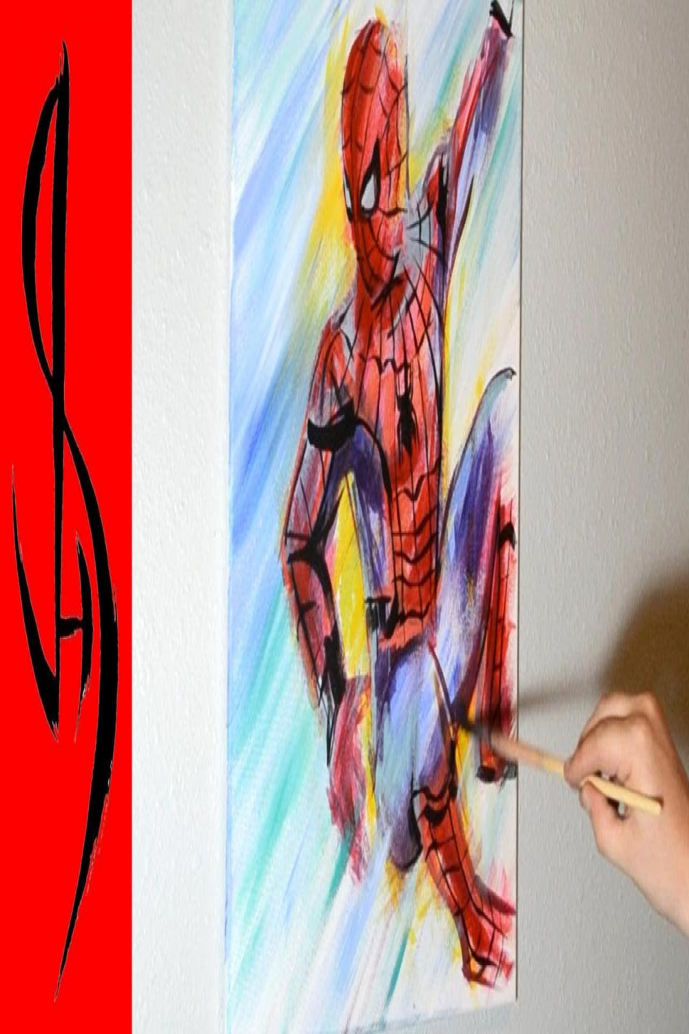 Painting Spiderman with Acrylic Paints on Canvas