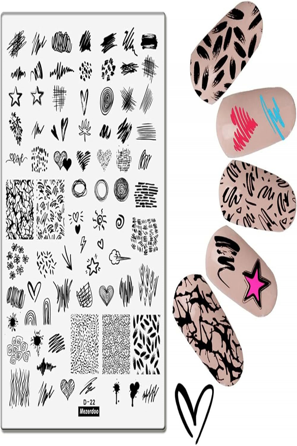 Pcs Graffiti Star Heart Nail Stamping Plates Geometry Striped