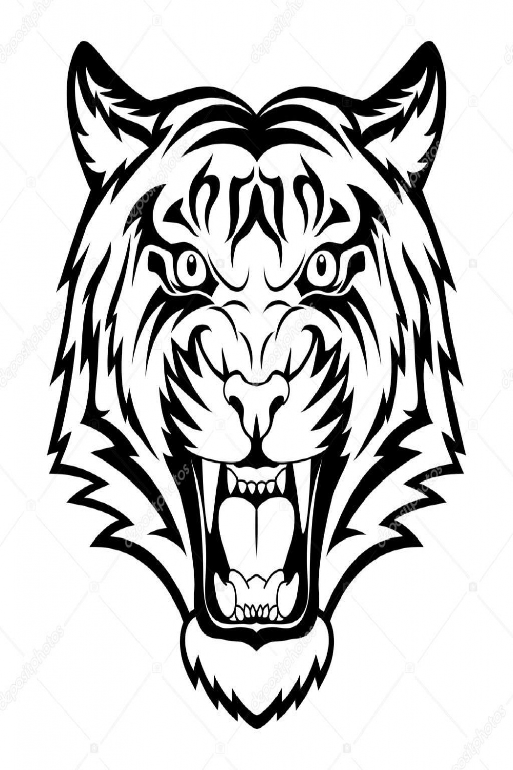 Pin on Roaring Tiger Head Tattoo Drawing