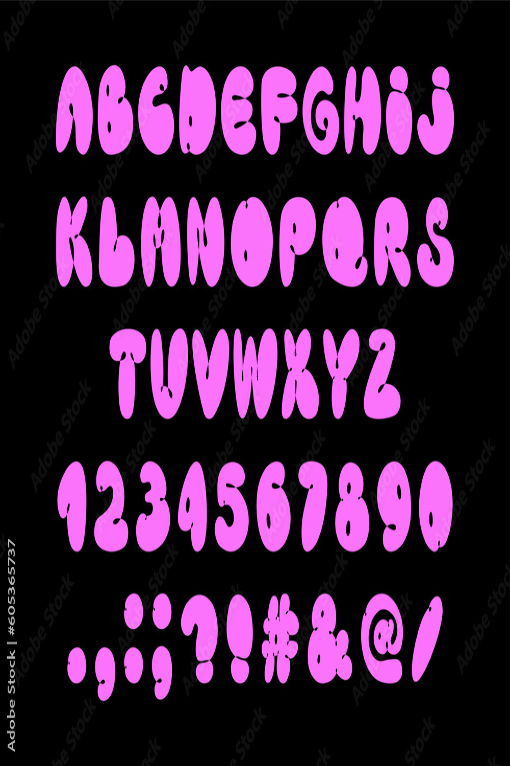 Pink bubble alphabet graffiti font