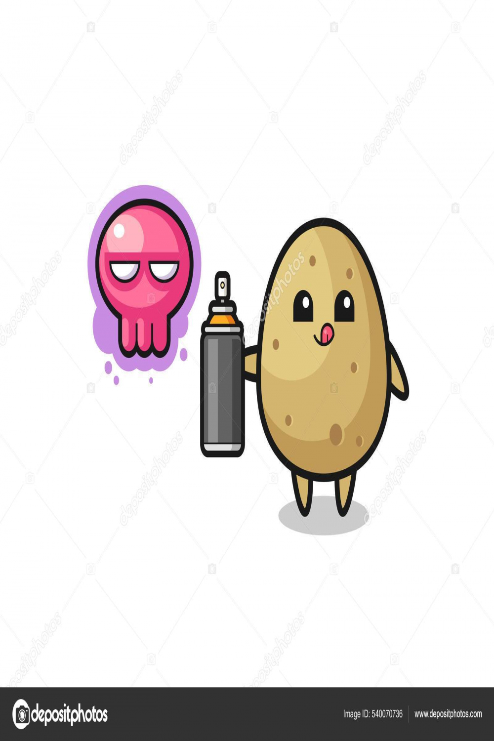 Potato Cartoon Make Graffiti Spray Paint Cute Design Stock