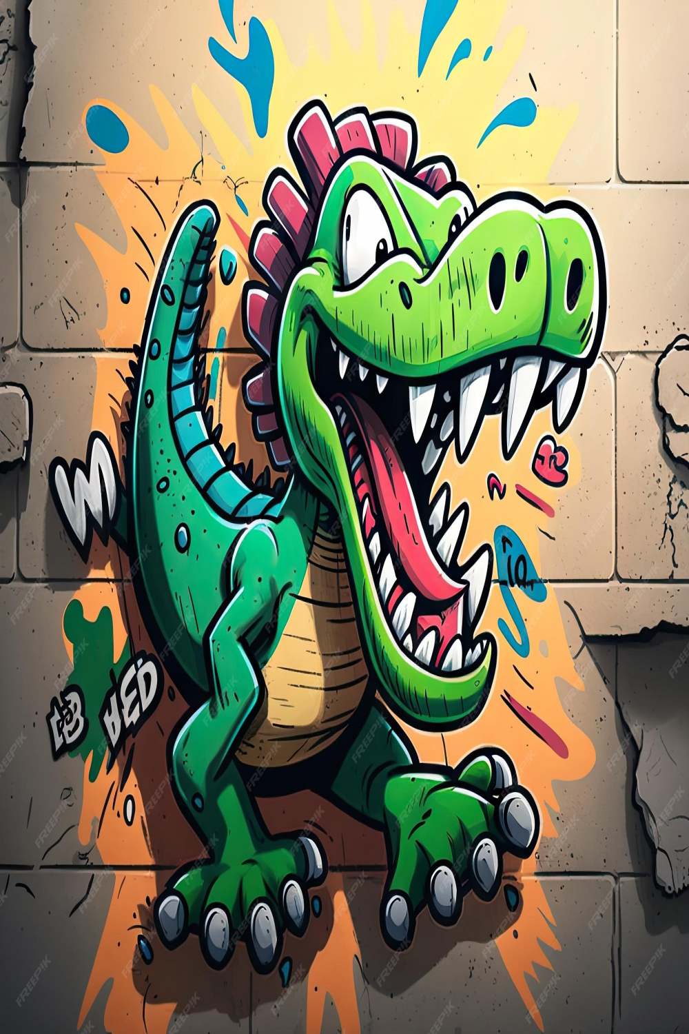 Premium Photo  Goofy dinosaur cartoon character graffiti style