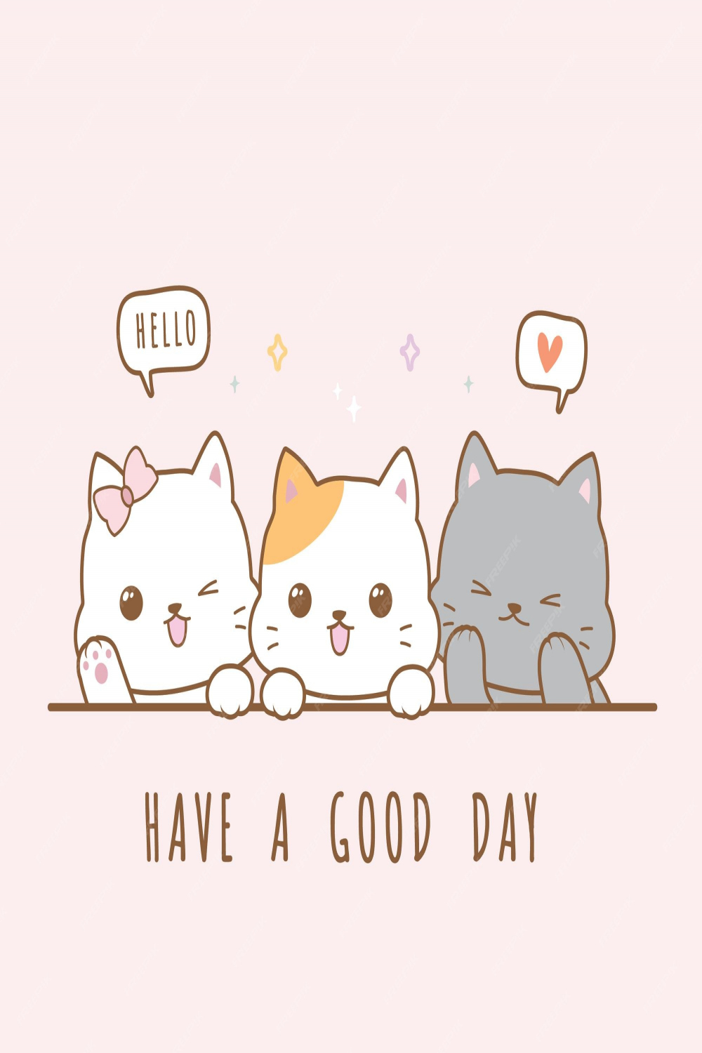 Premium Vector  Cute cat kitten greeting cartoon doodle wallpaper