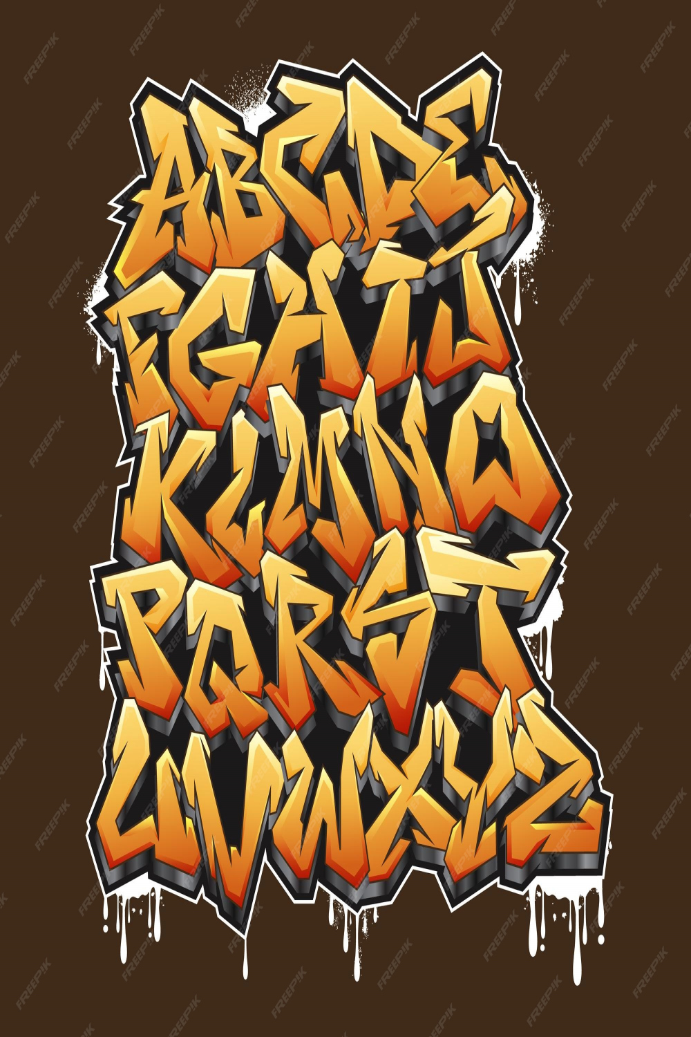 Premium Vector  Graffiti letters alphabet vector illustration