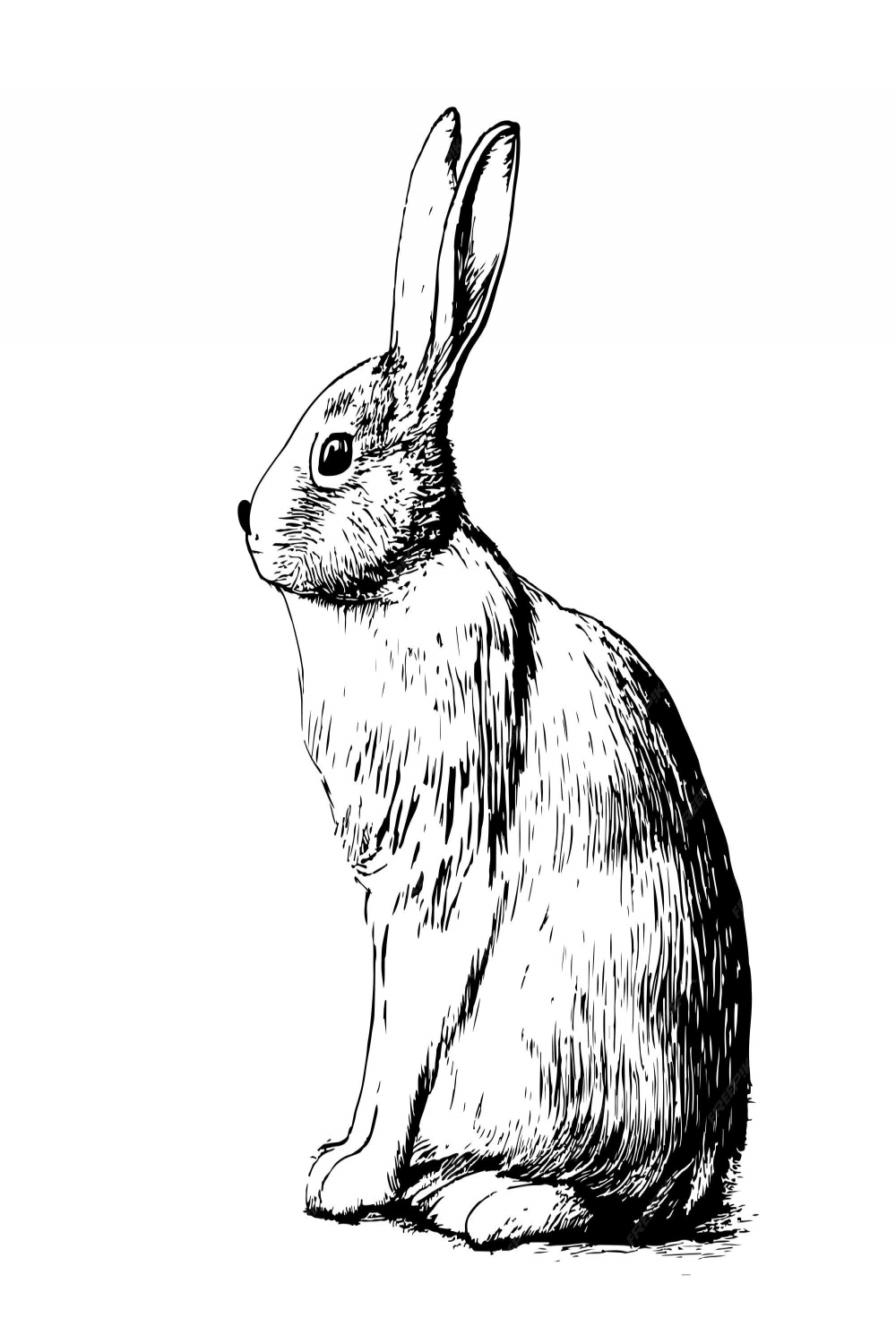 Premium Vector  Rabbit sketch hand drawn side view, engraving