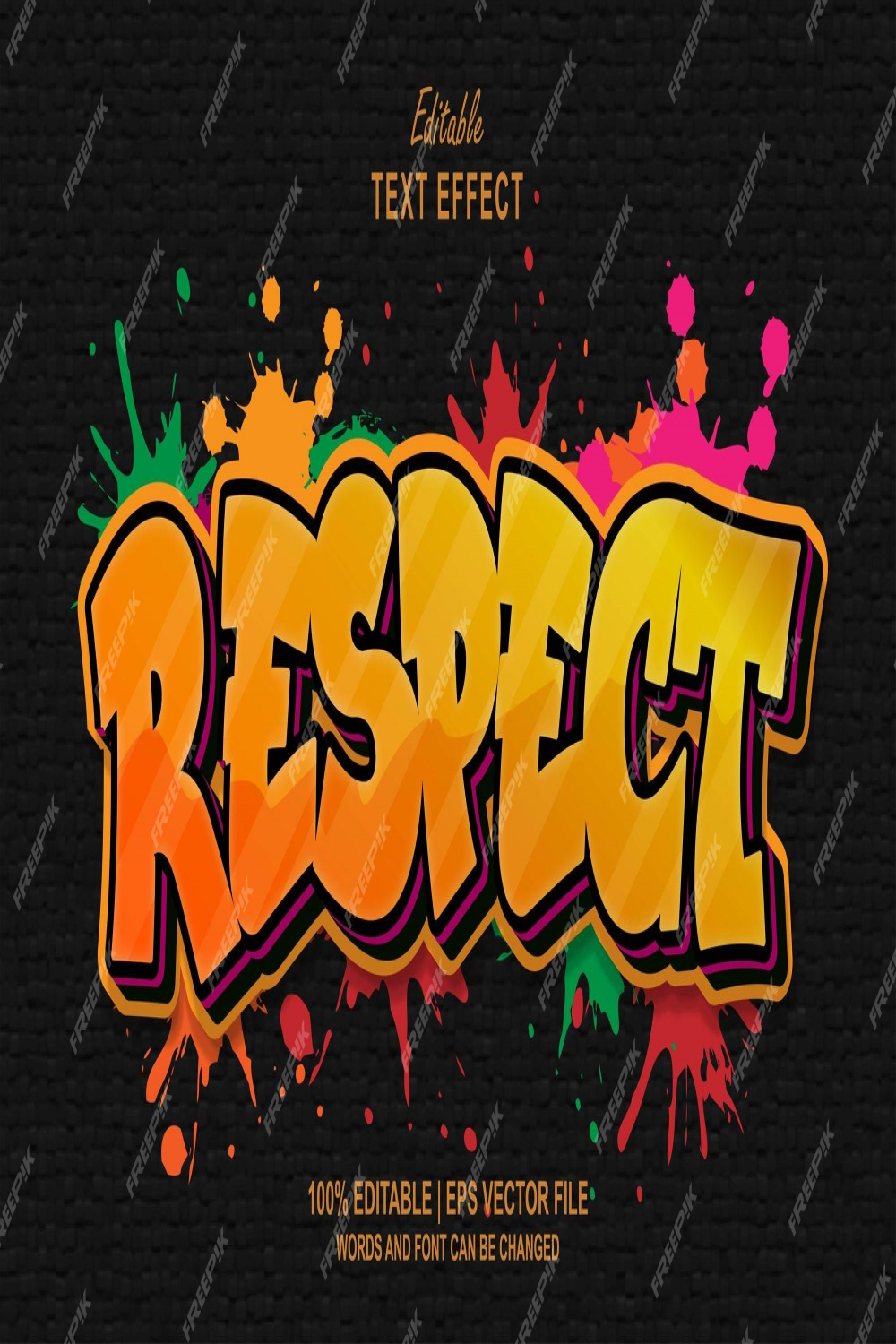 Premium Vector  Respect editable text effect style graffiti