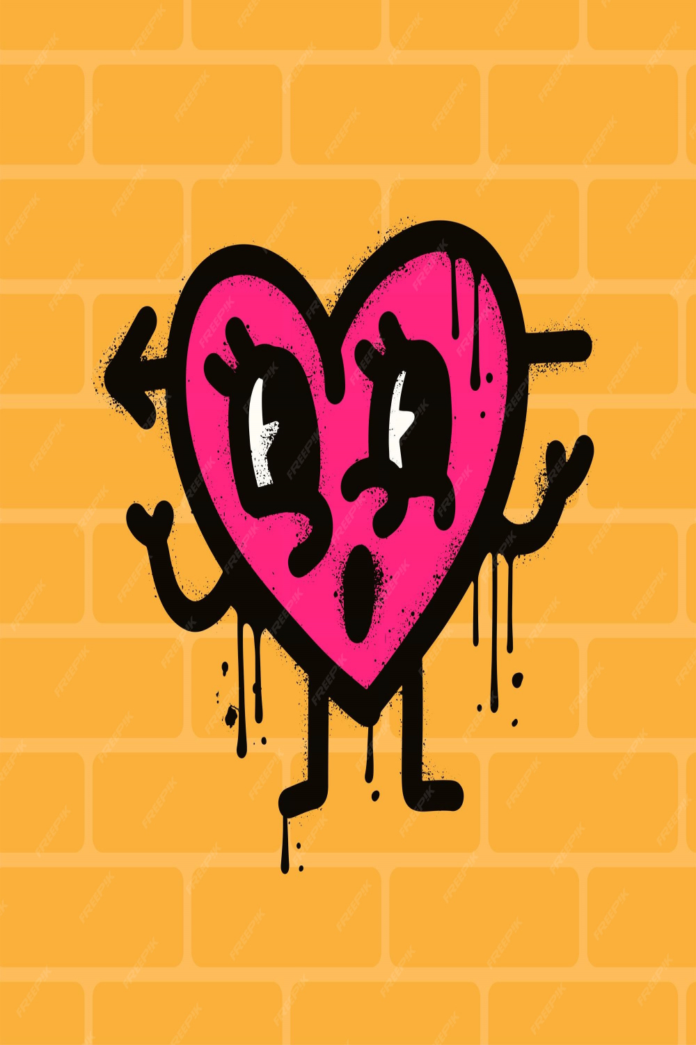 Premium Vector  Urban graffiti heart retroo cartoon mascot in s