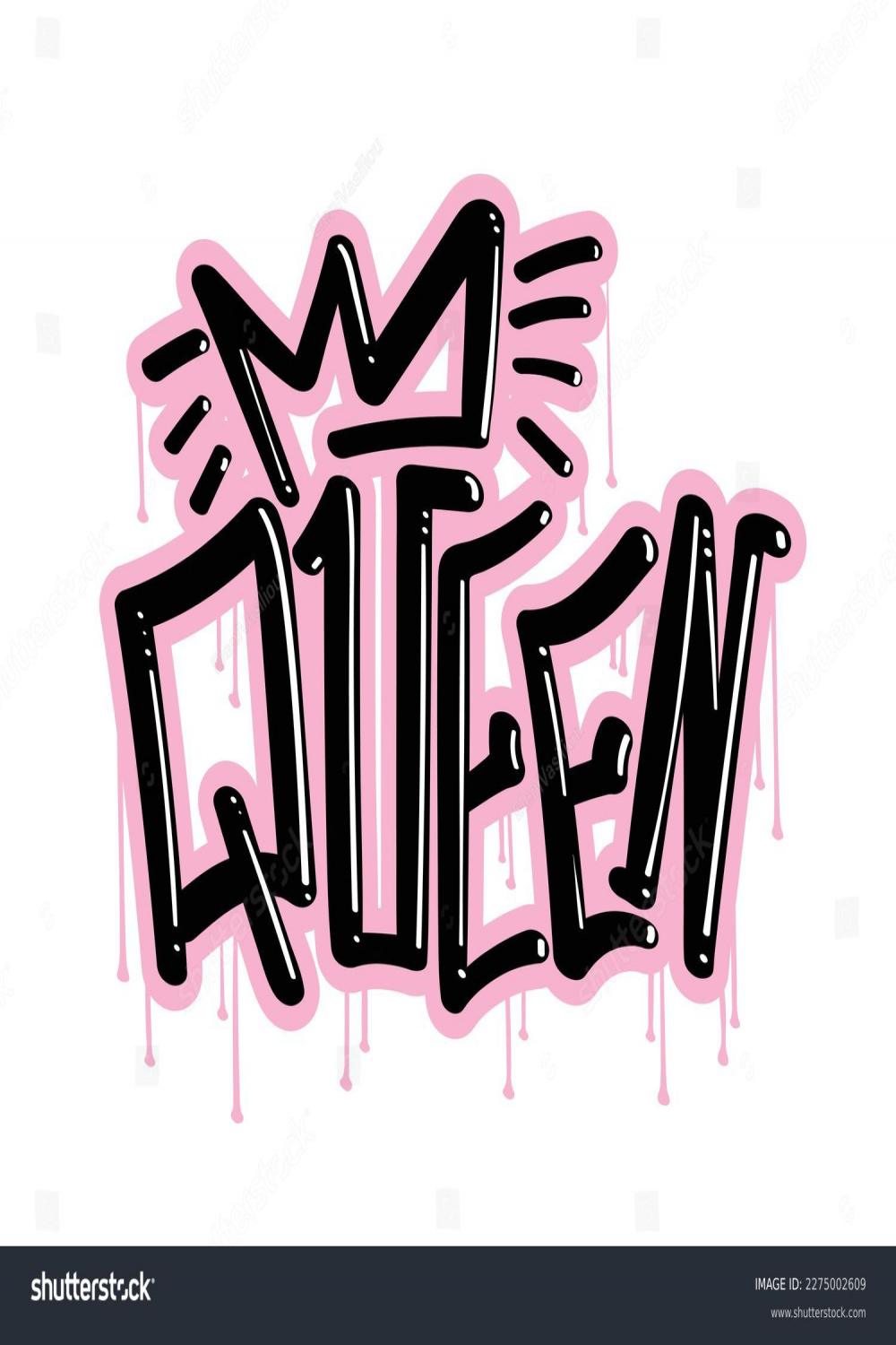 Queen Graffiti Style Slogan Text Lettering Arkivvektor (royaltyfri