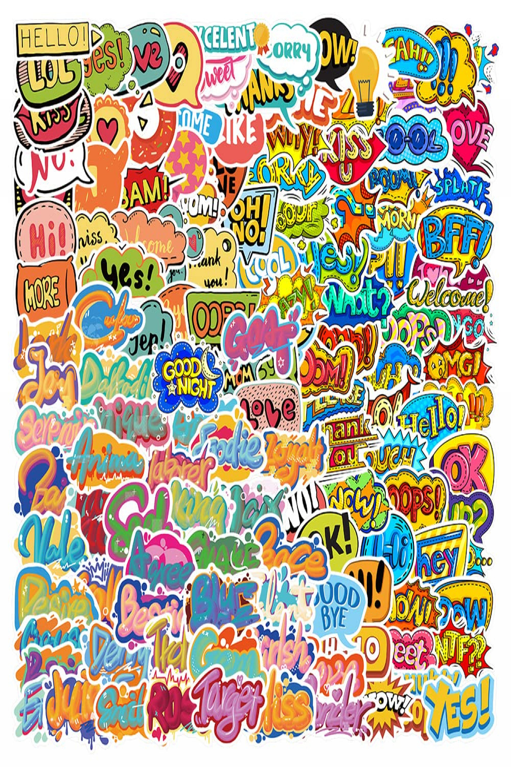 QYZHIZ  Mixed Personalized Graffiti Text Stickers, Pretty and Cool  Aesthetic Stickers for Teen Kids, Fashion Stickers for Laptop, Water  Bottle,