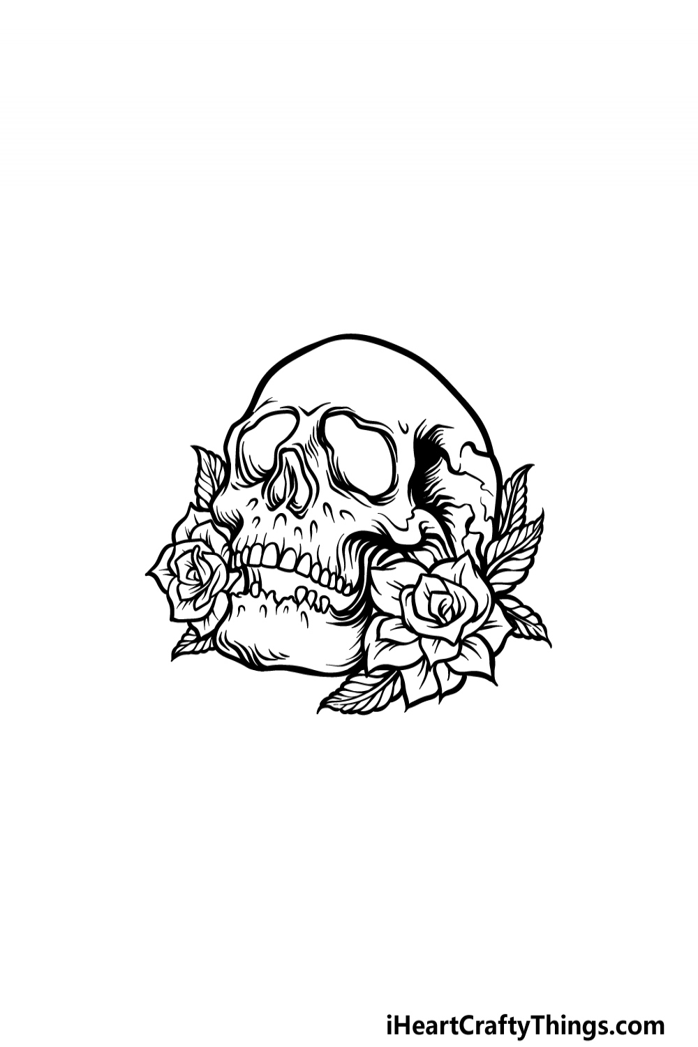 Rose Skull Drawing - How To Draw A Rose Skull Step By Step