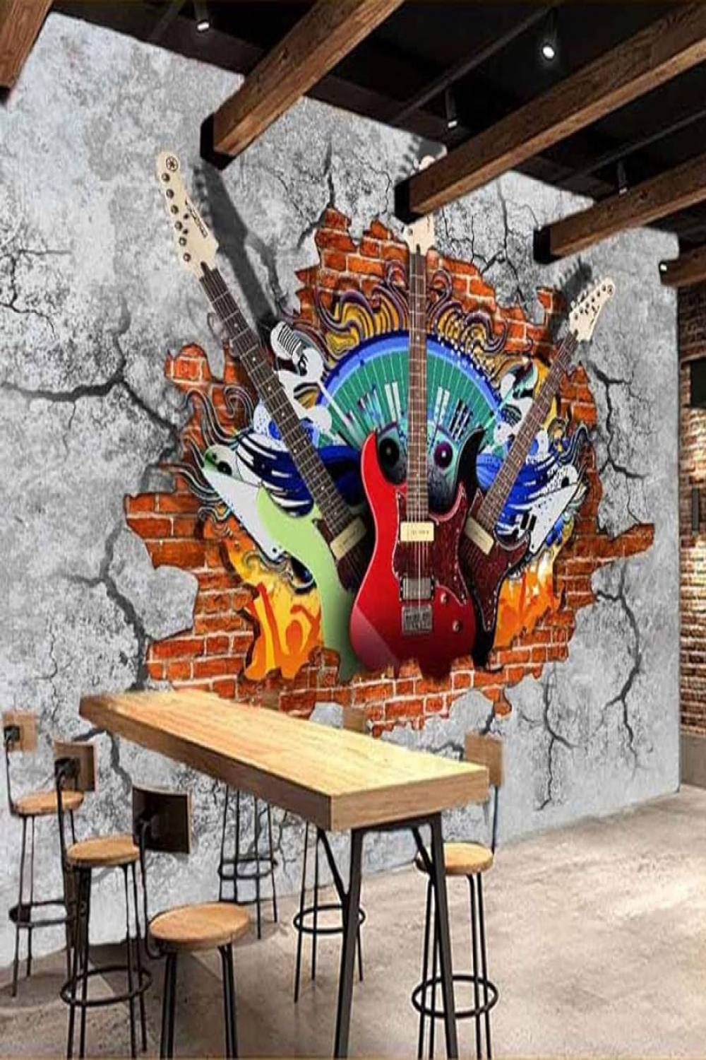 RTYUIHN D wallpaper wall picture guitar rock graffiti art broken