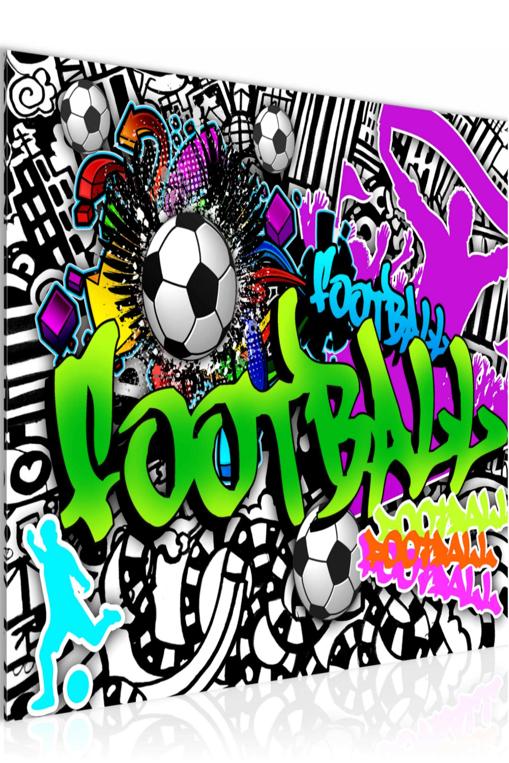 Runa Art Picture Football Graffiti Modern Wall Pictures Loft Living Room   Piece - Made in Germany - Street Art Colourful Hallway 40265a