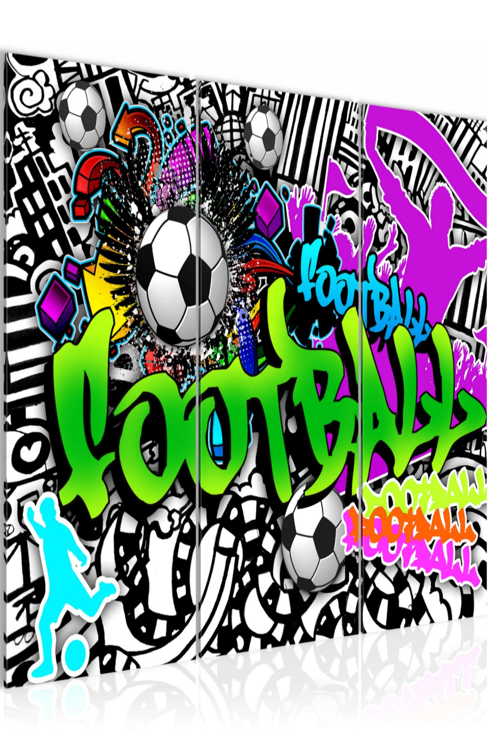 Runa Art Wandbilder Fussball Graffiti Bild XXL Loft Wohnzimmer Bunt Street  Art  x  cm  Teilig 40261a