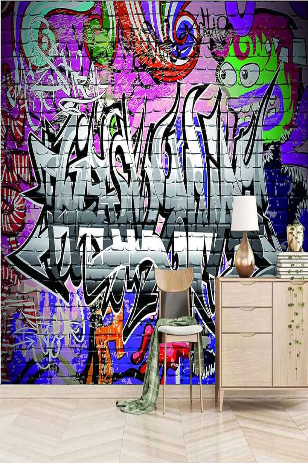 SASZQY Photo Wallpaper Self-Adhesive Graffiti Art Wallpaper D Effect Wall  Sticker Mural Wall Decoration Wallpaper Modern Living Room Bedroom Wall