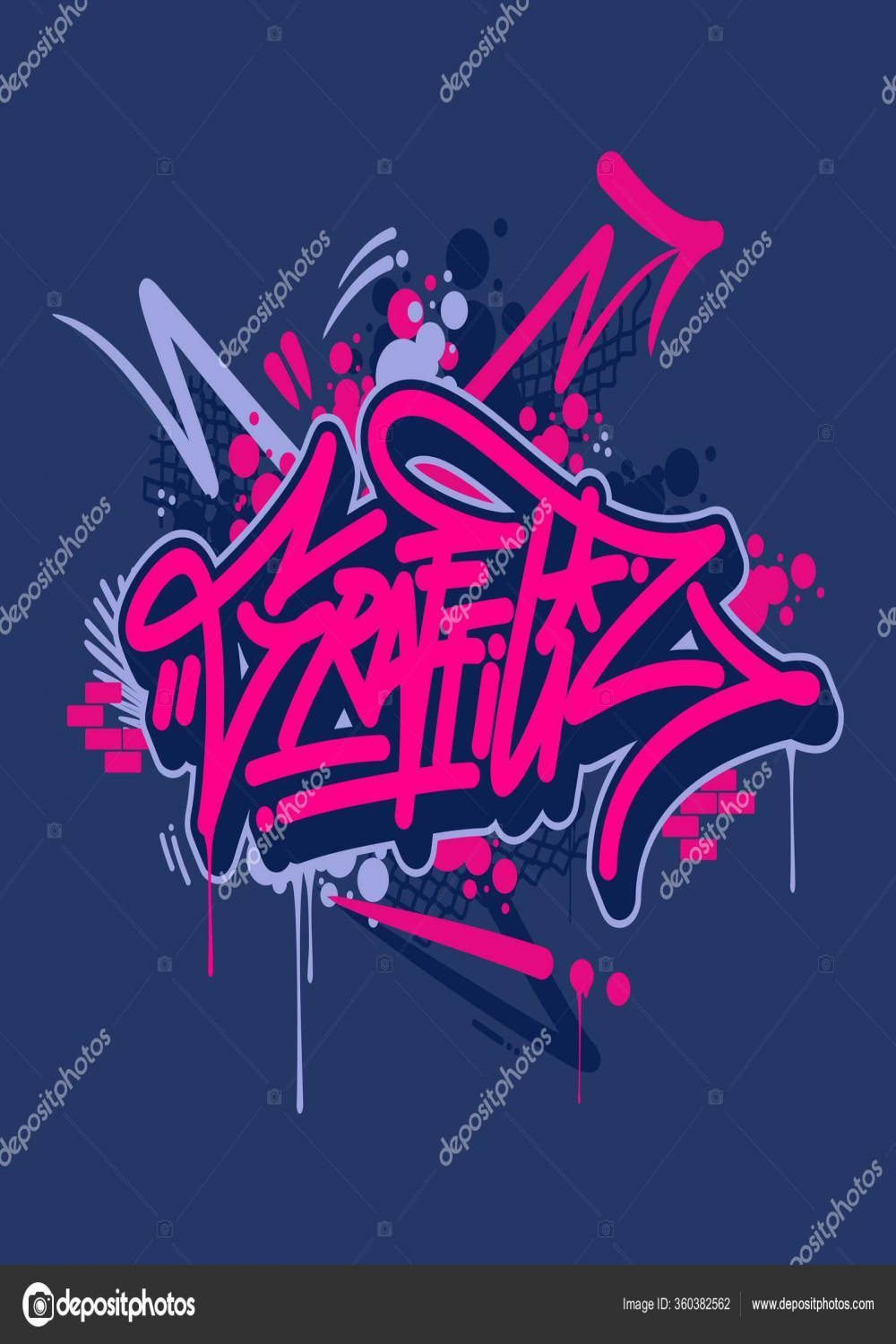 Schrift Graffiti Mit Dunkelblauem Hintergrund Stock-Vektorgrafik