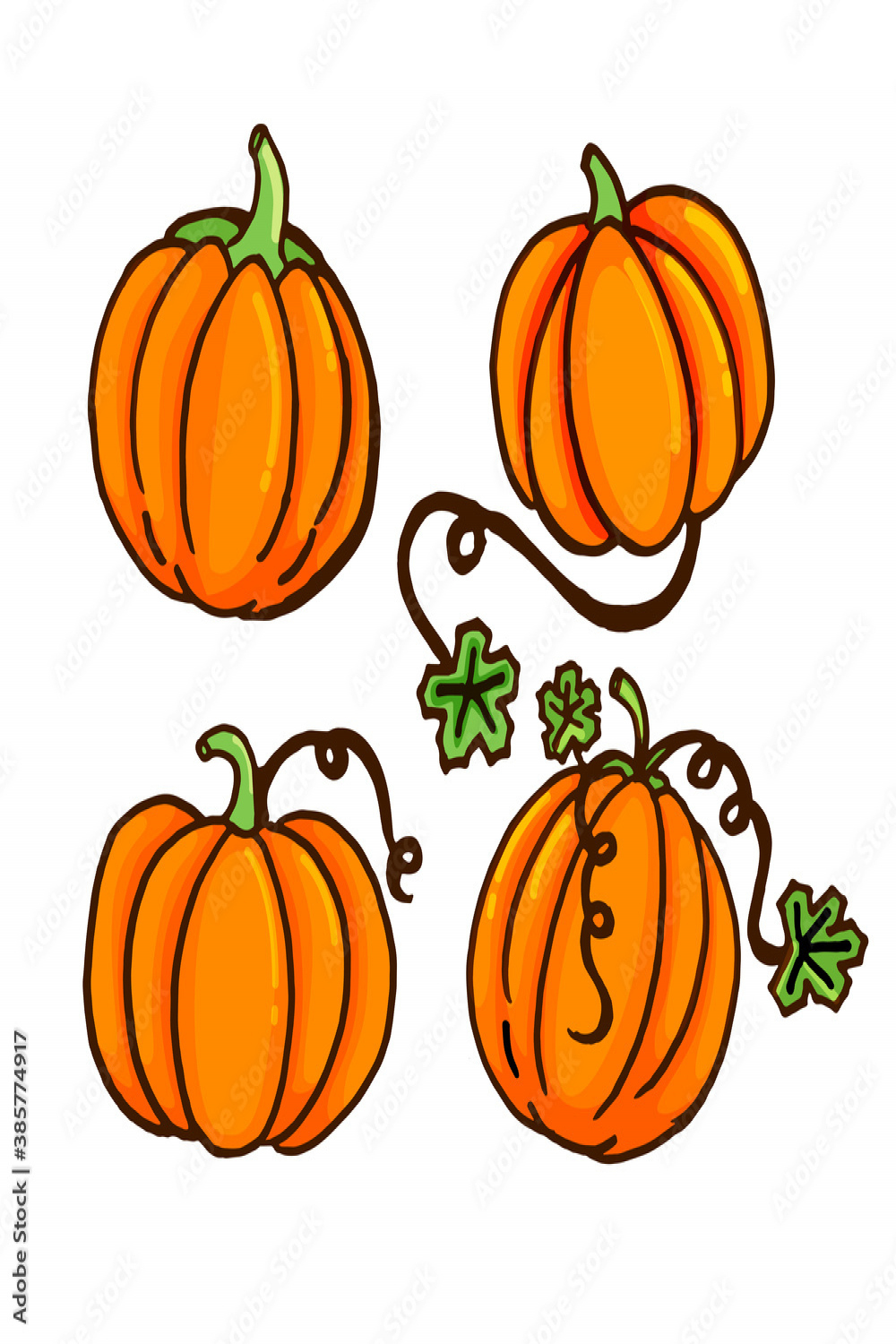 set of pumpkins for halloween vector illustration isolated on