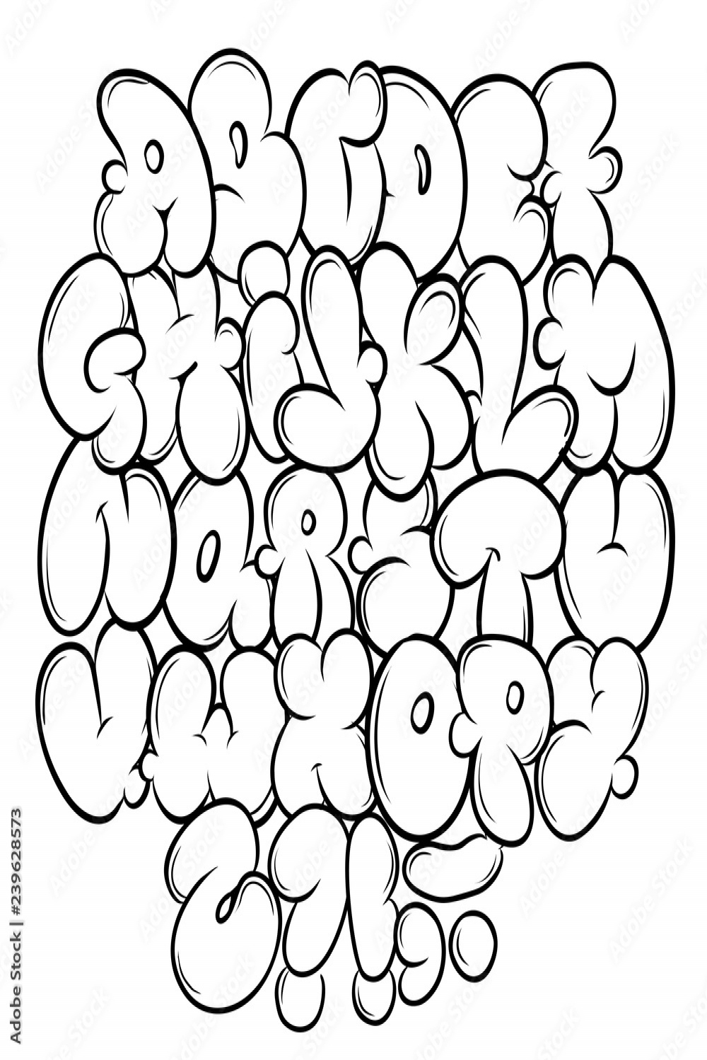 Set street type calligraphy design alphabet graffiti style tag