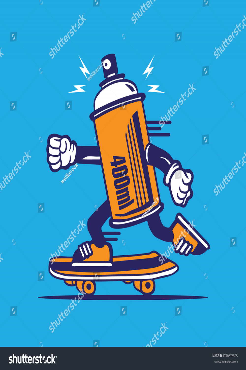 Skater Spray Can Graffiti Bomber Skateboard-Design: Stock