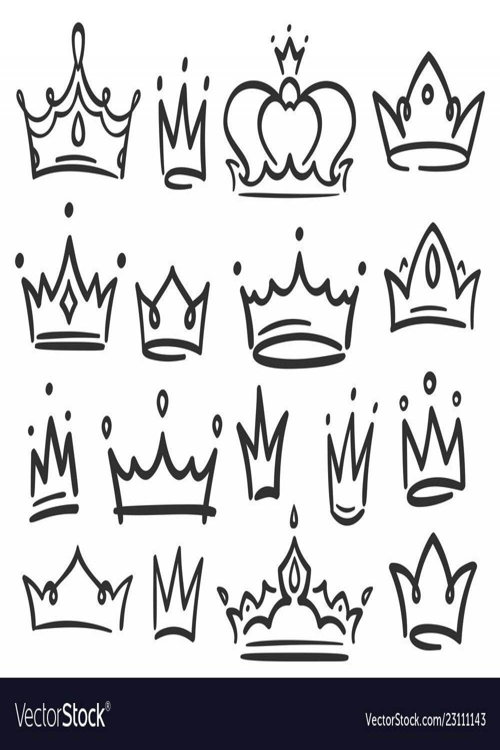 Sketch crown simple graffiti crowning elegant Vector Image