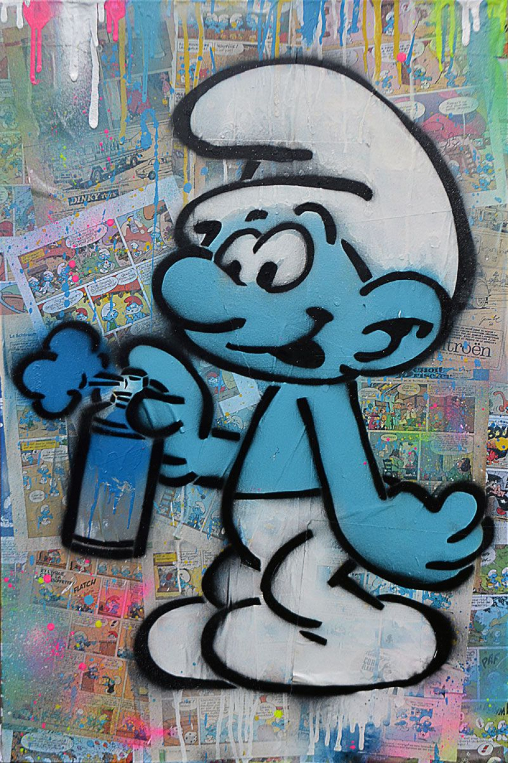 Smurf with Blue Spray Can - Ekim Street Artist  Easy graffiti