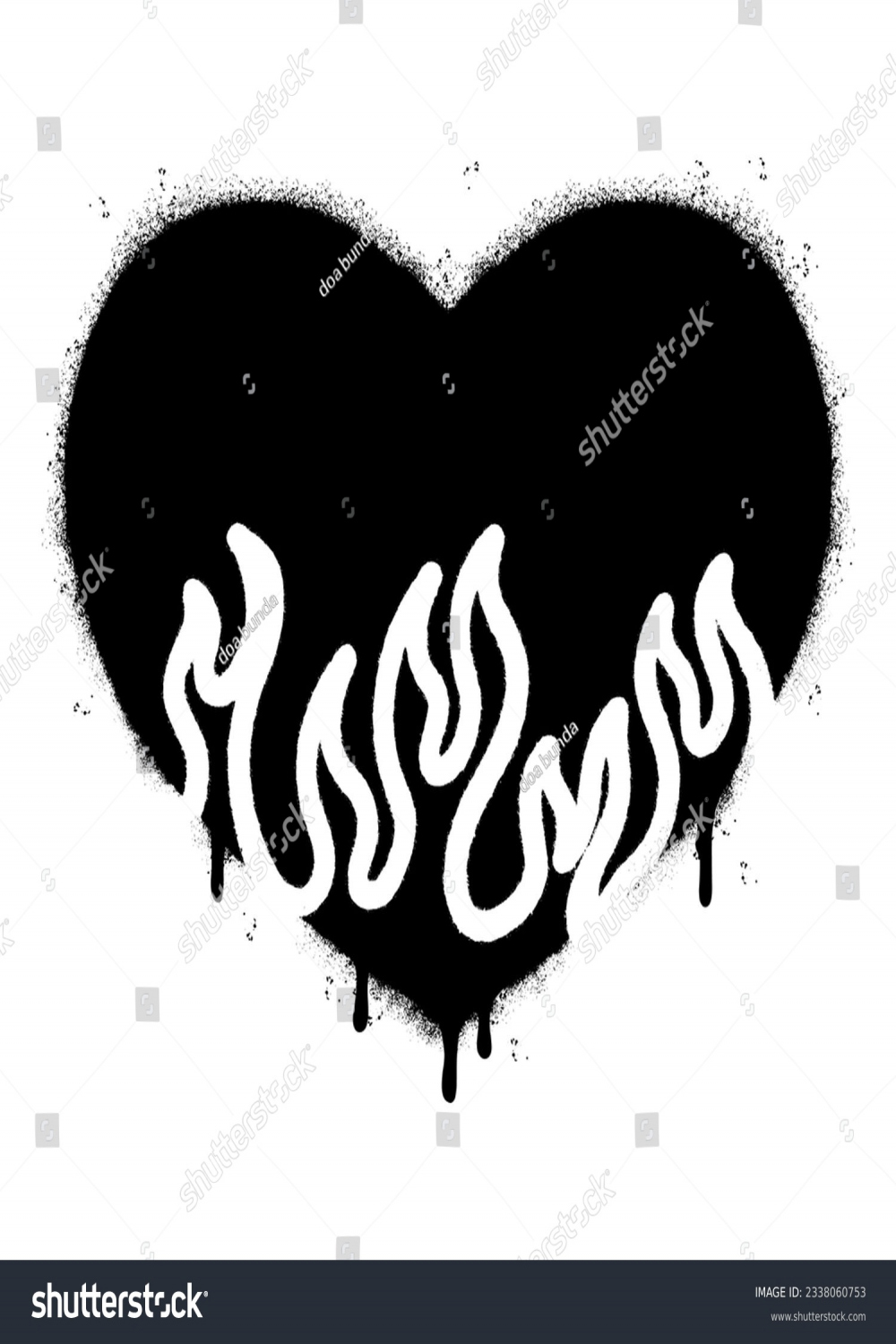 Spray Painted Graffiti Heart Flame Icon Stock Illustration