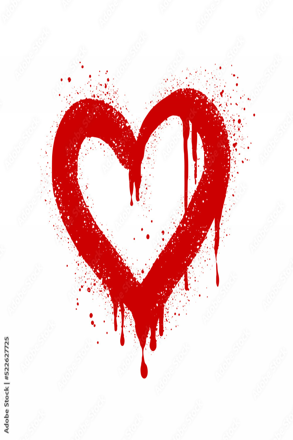 Spray painted graffiti heart sign in red over white