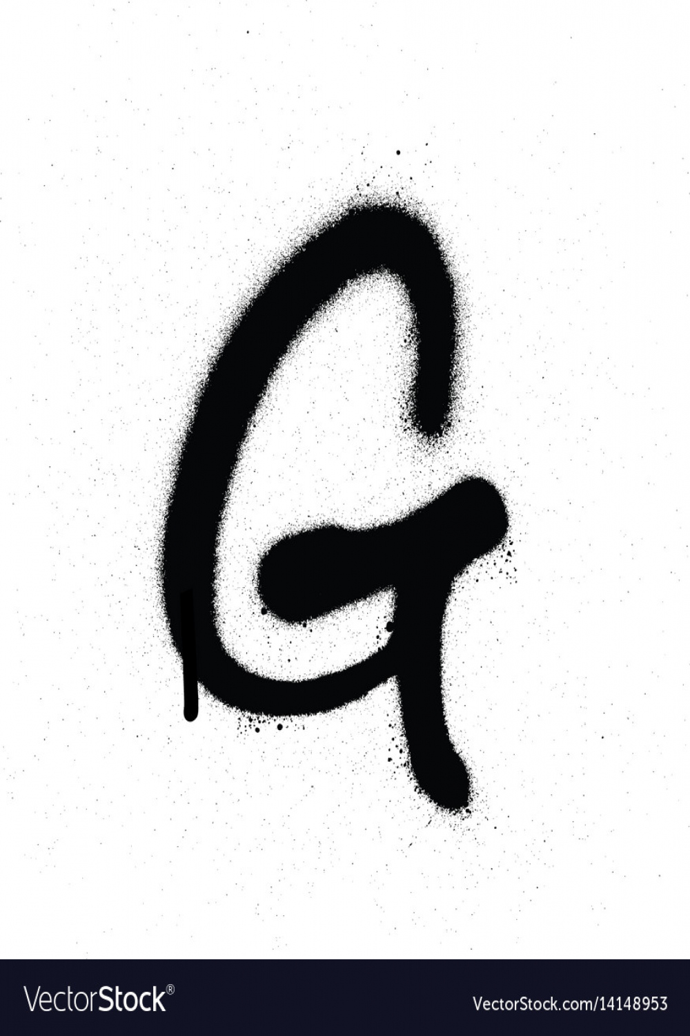 Sprayed g font graffiti with leak in black Vector Image