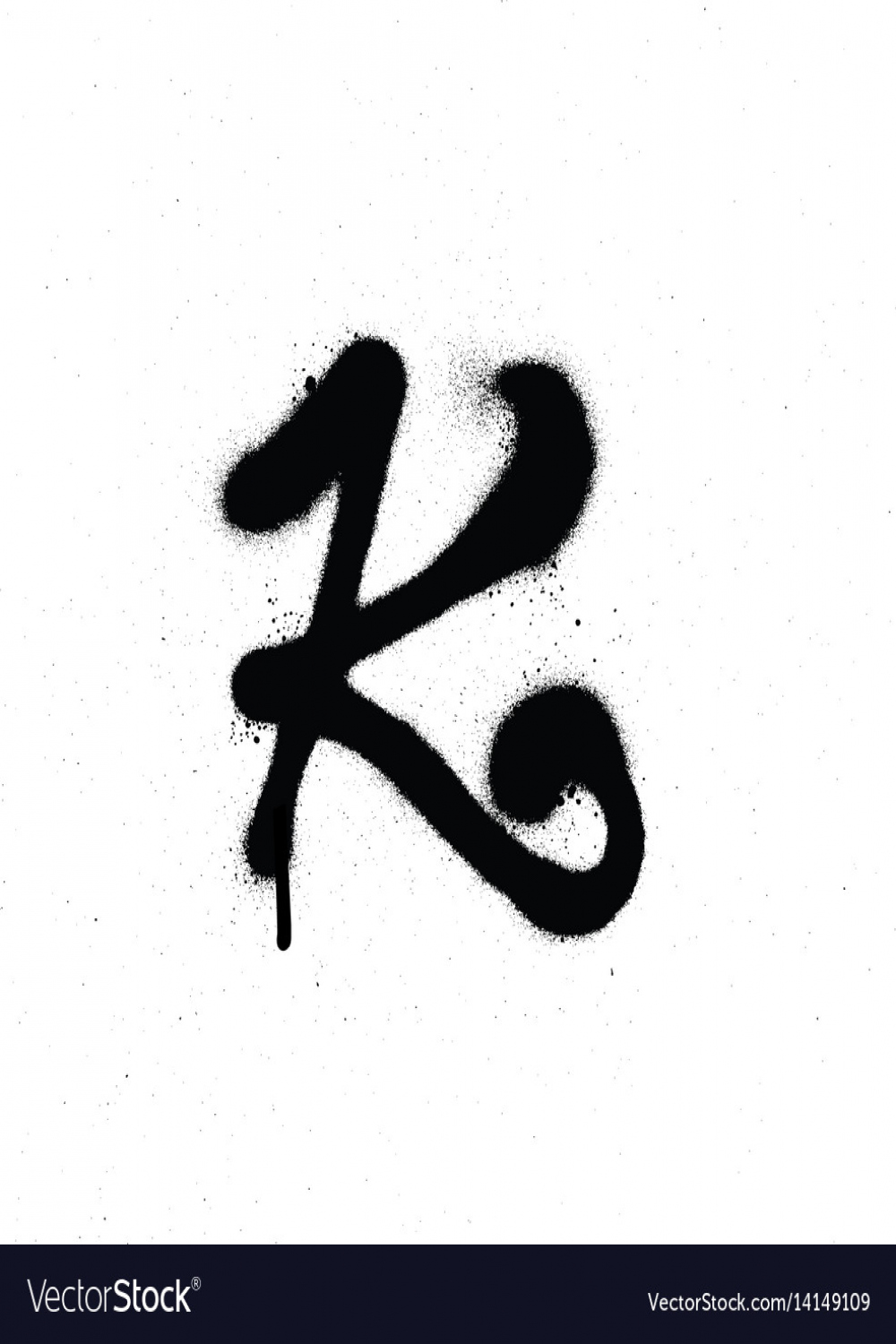 Sprayed k font graffiti with leak in black Vector Image