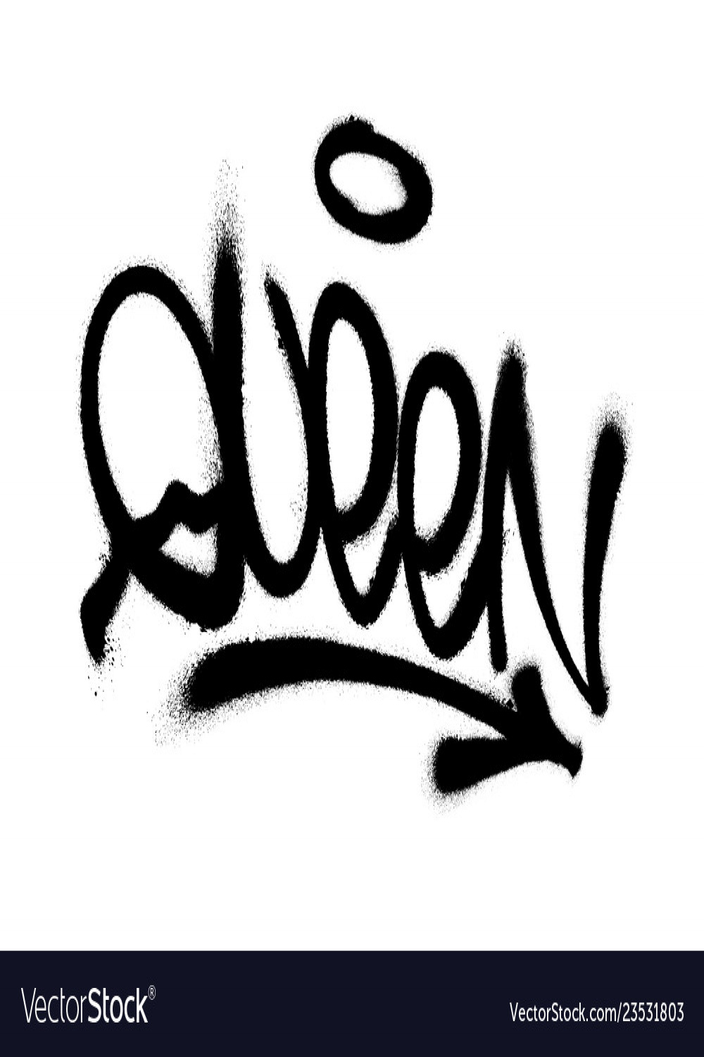 Sprayed queen font graffiti with overspray Vector Image