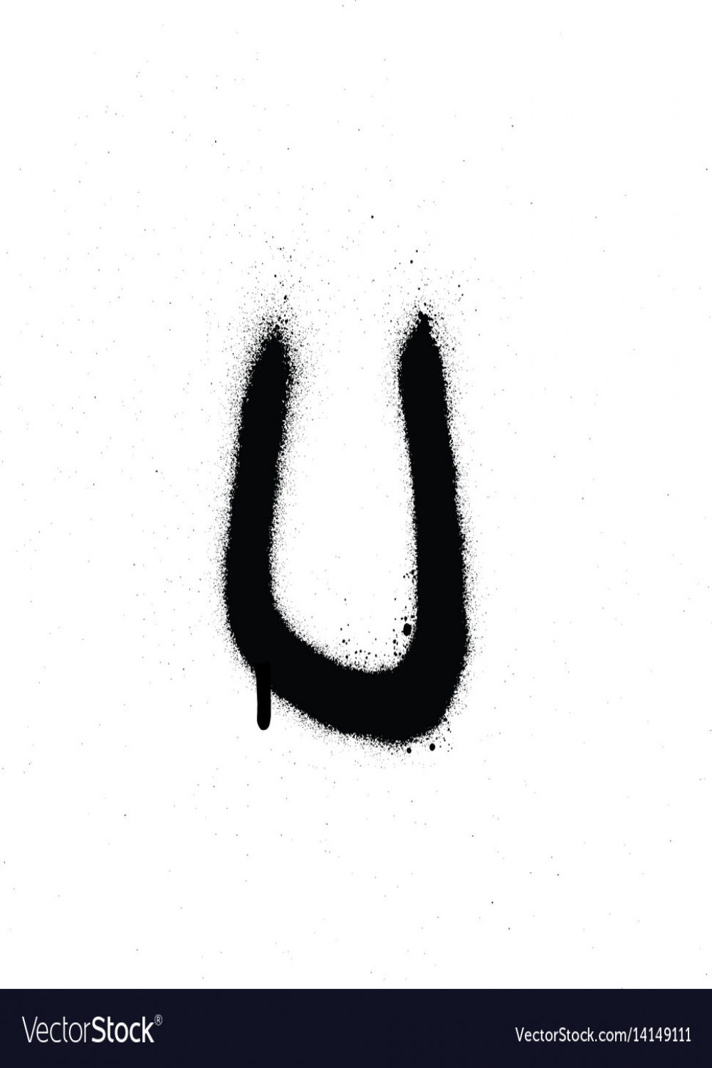 Sprayed u font graffiti with leak in black Vector Image