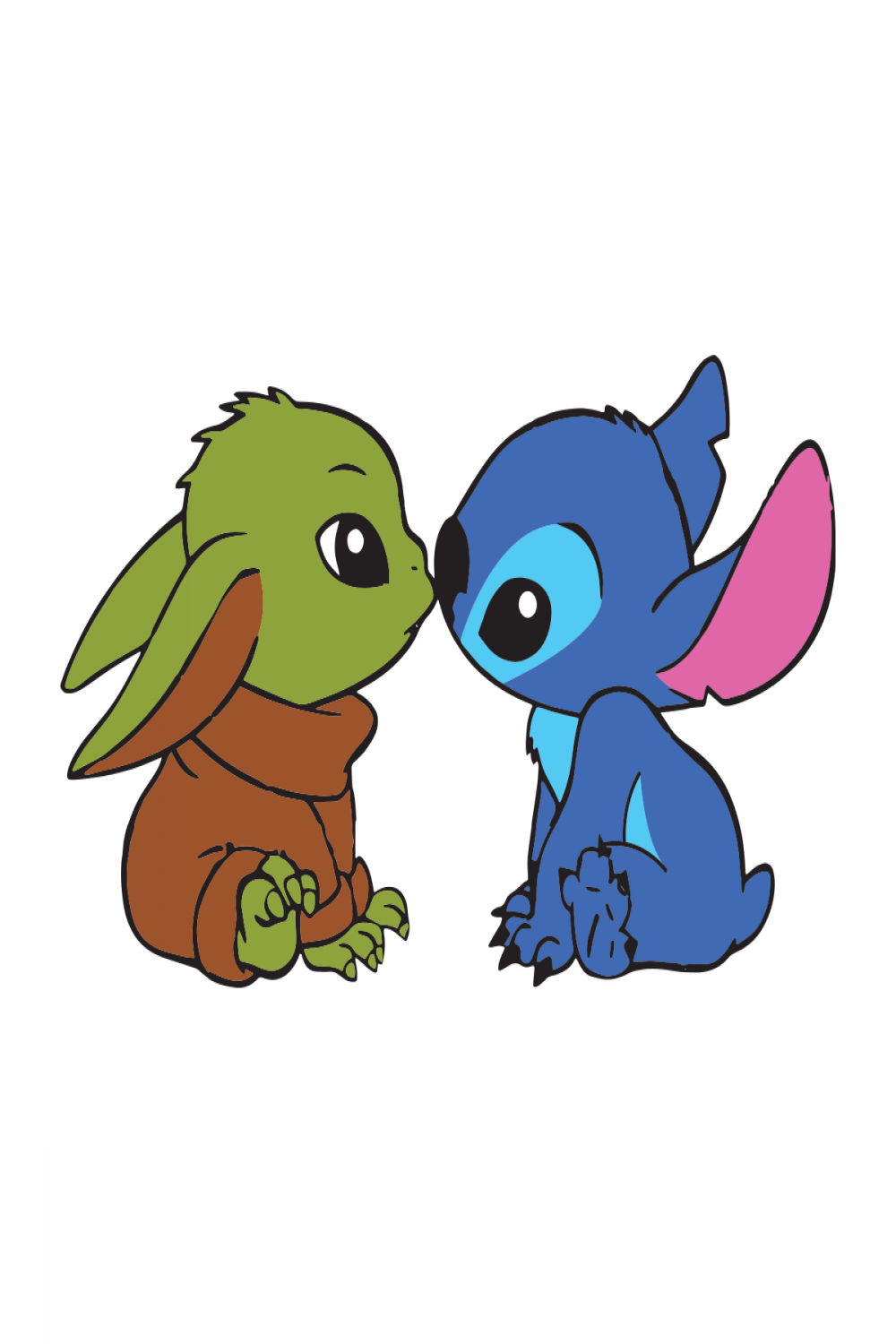 Stitch And Yoda Stitch Svg Yoda Svg Baby Yoda And Stick Kiss Svg