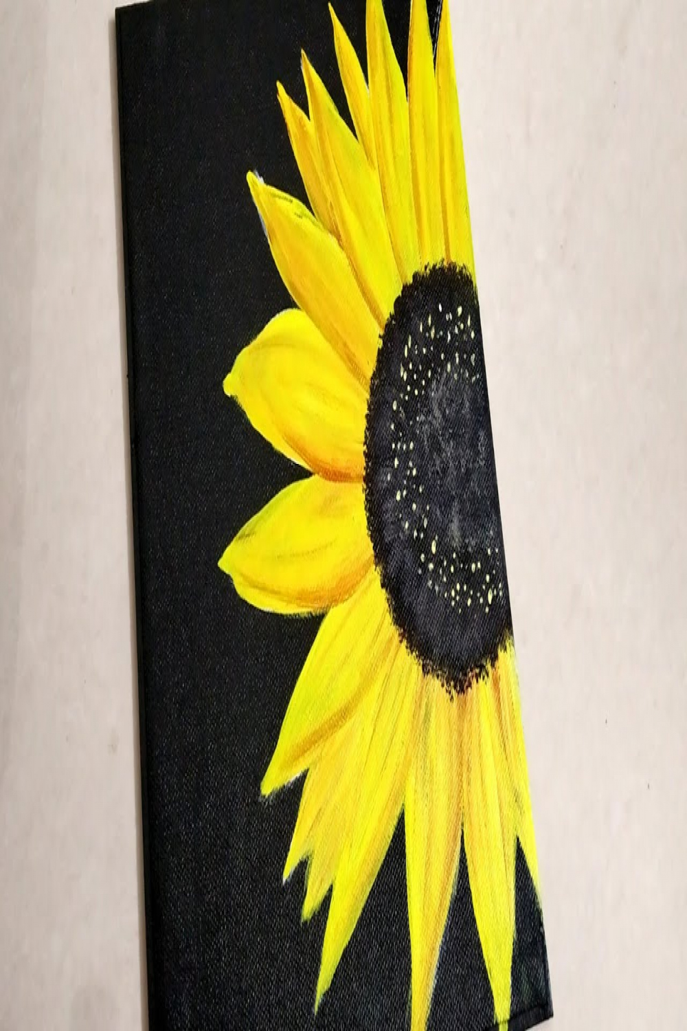 Sunflower Painting with Acrylic Colors/Sunflower Painting on Black  Canvas/Acrylic Painting on Canvas