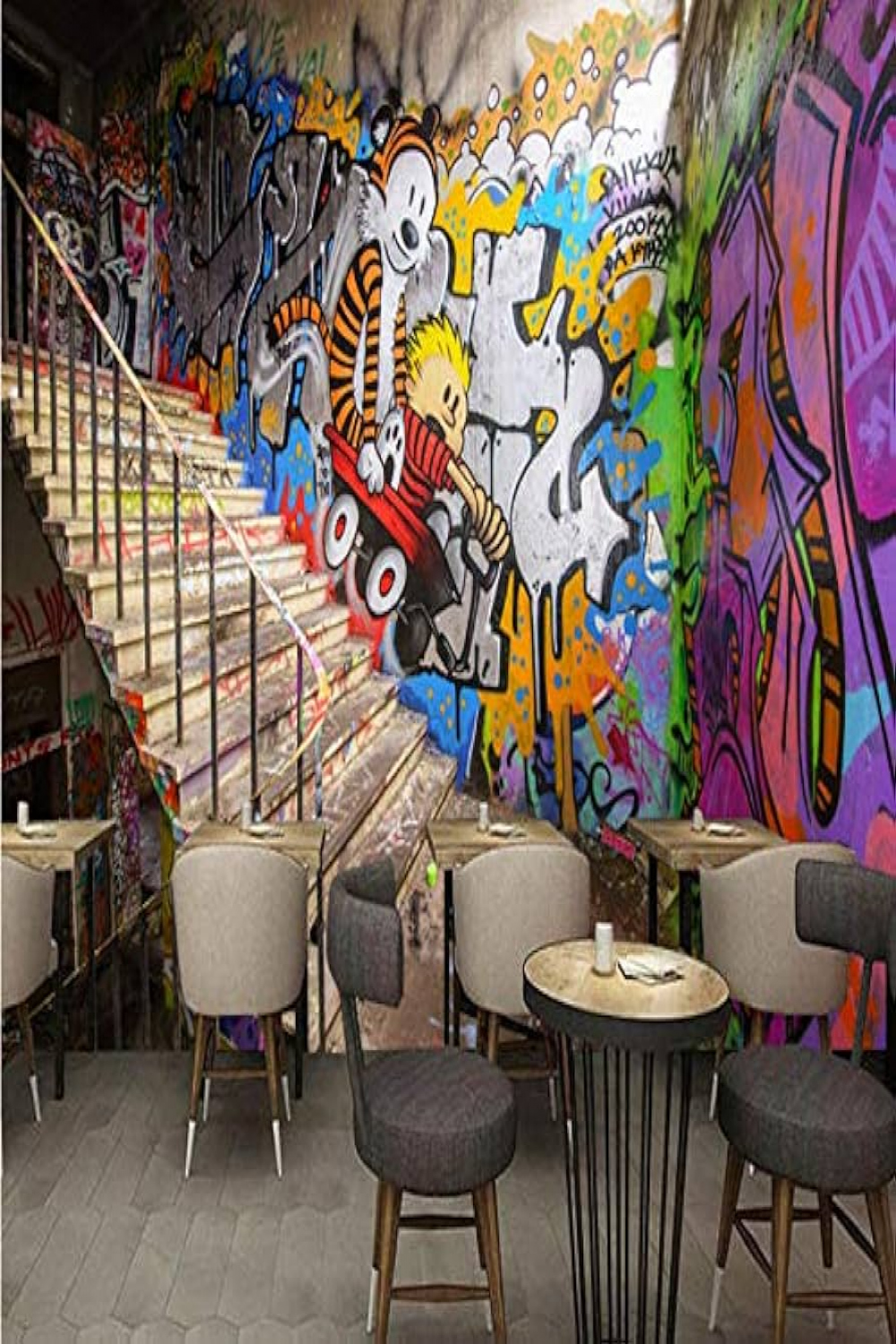 Svsnm Moderne Mode-Straßen-Kunst-Graffiti-Treppen-Bar-Ktv-Café