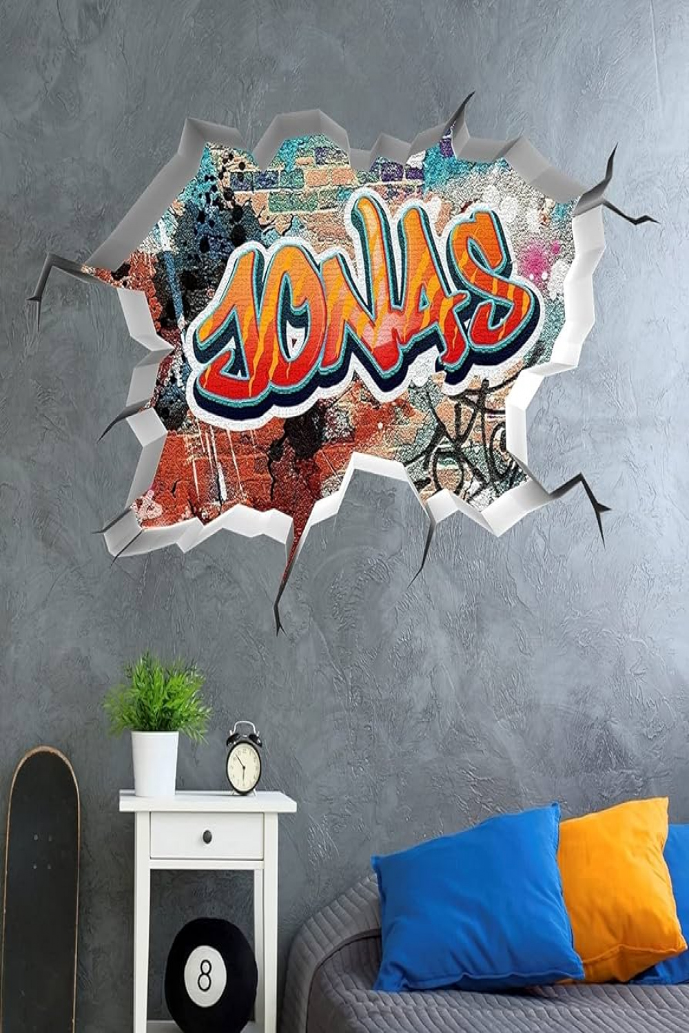 tjapalo®vr D Wandtattoo Graffiti Name Wandaufkleber Kinderzimmer Junge  wandtattoo Teenager Cool Wandtattoo Kinderzimmer Name, Größe: BxHcm