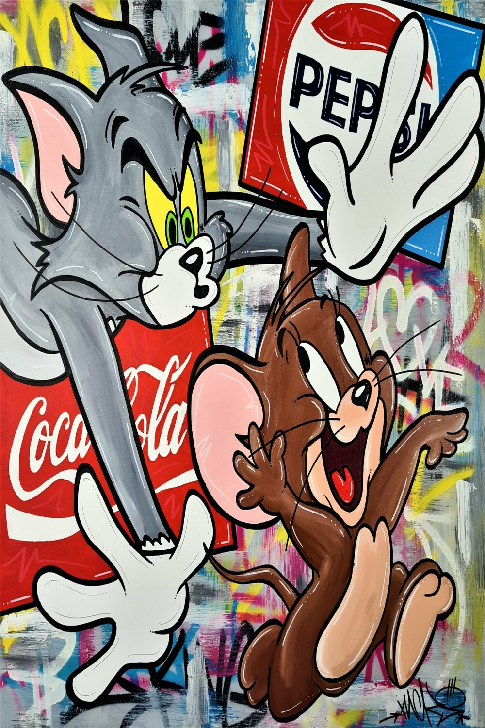 Tom & Jerry in the Street von Nacks (): Malerei Acryl