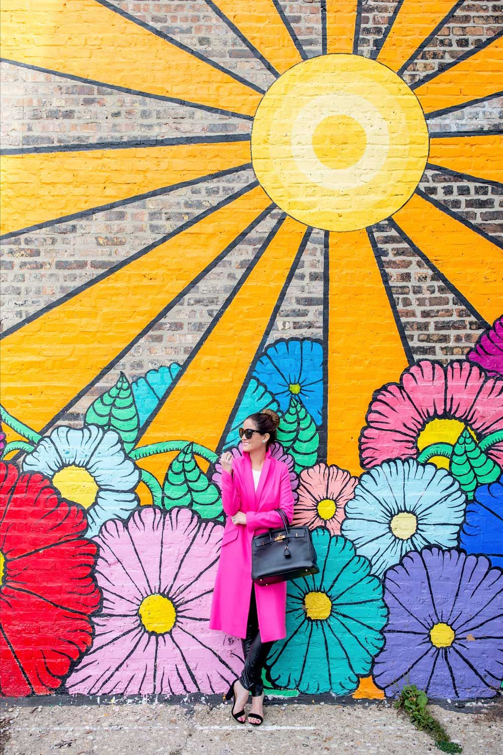 Topshop Long Neon Pink Coat  Mural art, Mural wall art, Flower mural