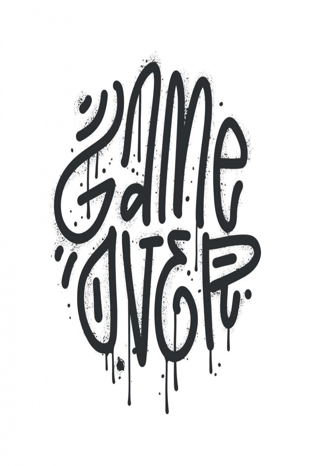 Urnab graffiti GAME OVER text sprayed in white over black