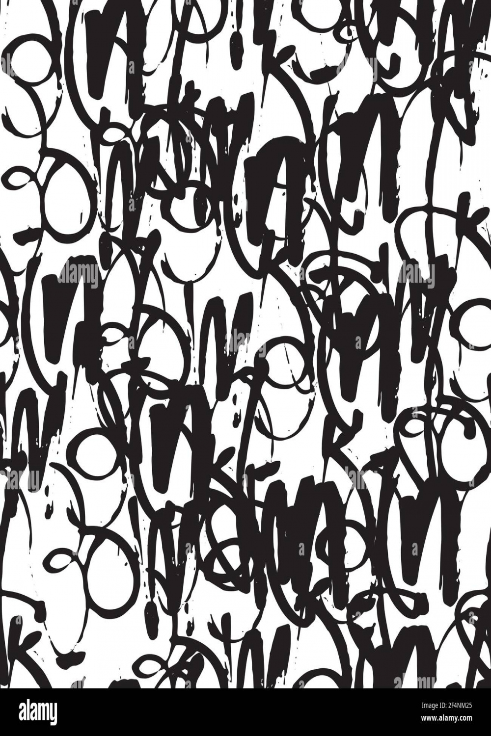 Vector graffiti seamless pattern with abstract tags, letters