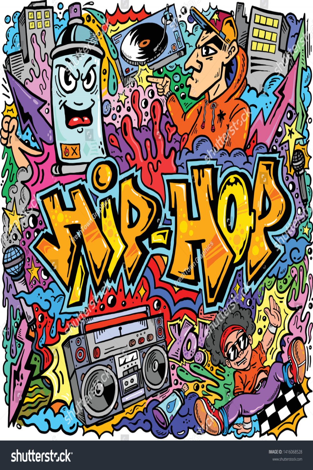 Vektorgrafik Hip Hop Graffiti Doodle Kunst: Stock-Vektorgrafik