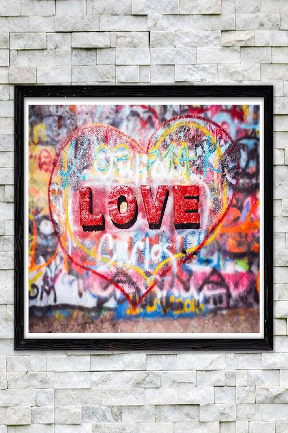 VNPQC Herz Liebe Coole Graffiti Zeichnung Poster Und Drucke Abstrakte  Straßenkunst Wanddekoration Regenbogen Leinwand Gemälde Für Wohnzimmer  xcm