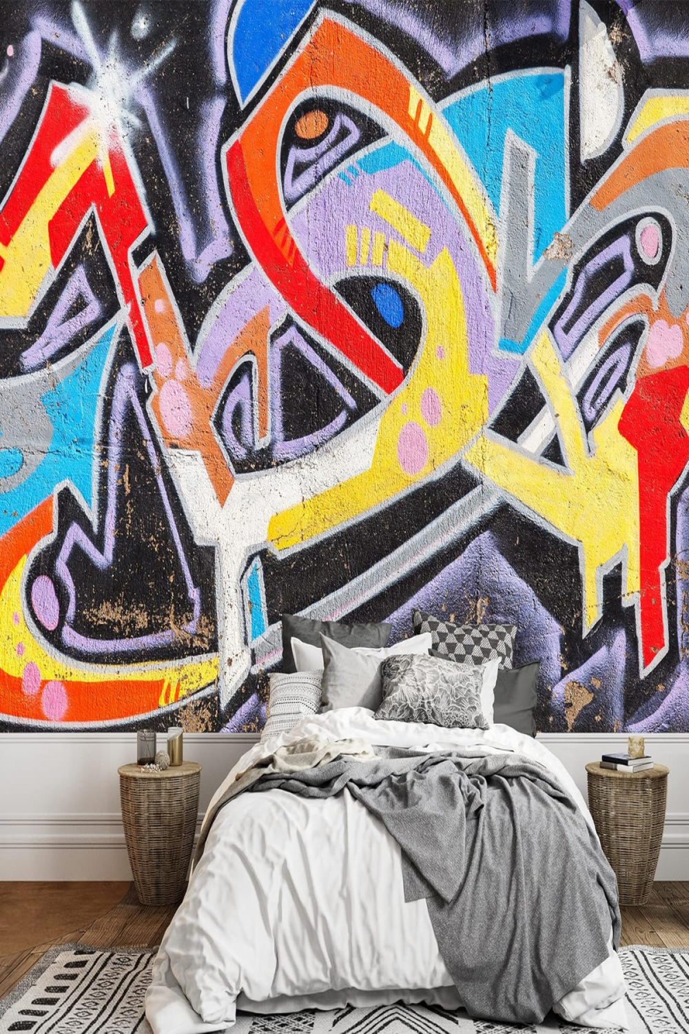 Wall Mural Simple and Mysterious Graffiti Art Removable Self