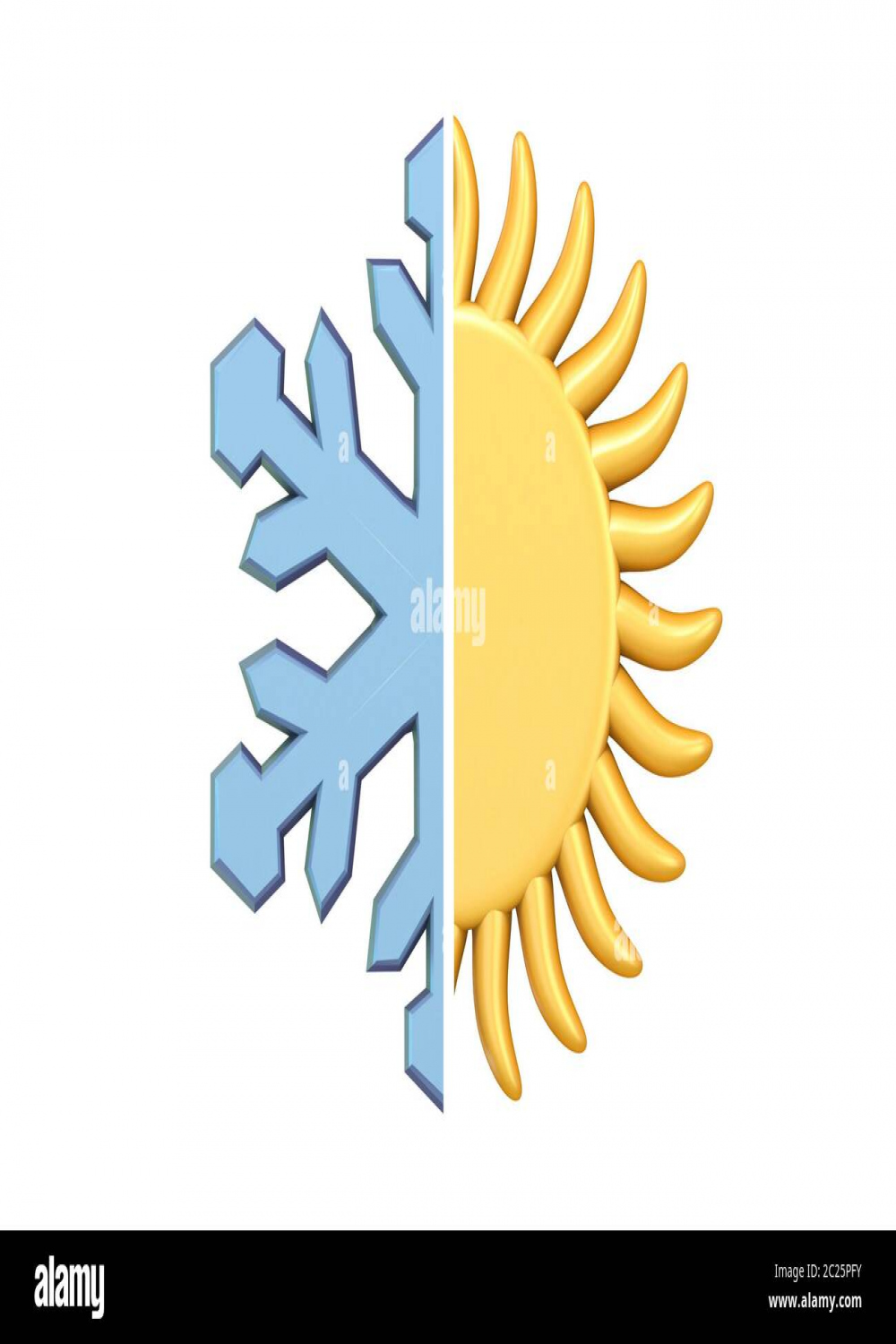 Weather icon half SUN half SNOWFLAKE D Stock Photo - Alamy