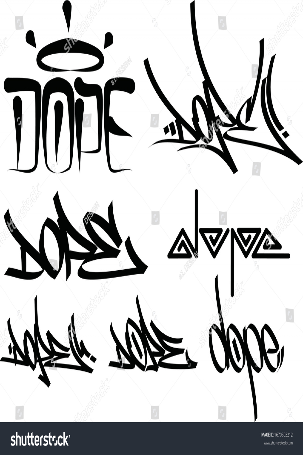 Word DOPE geschrieben in Graffiti Stil: Stock-Vektorgrafik