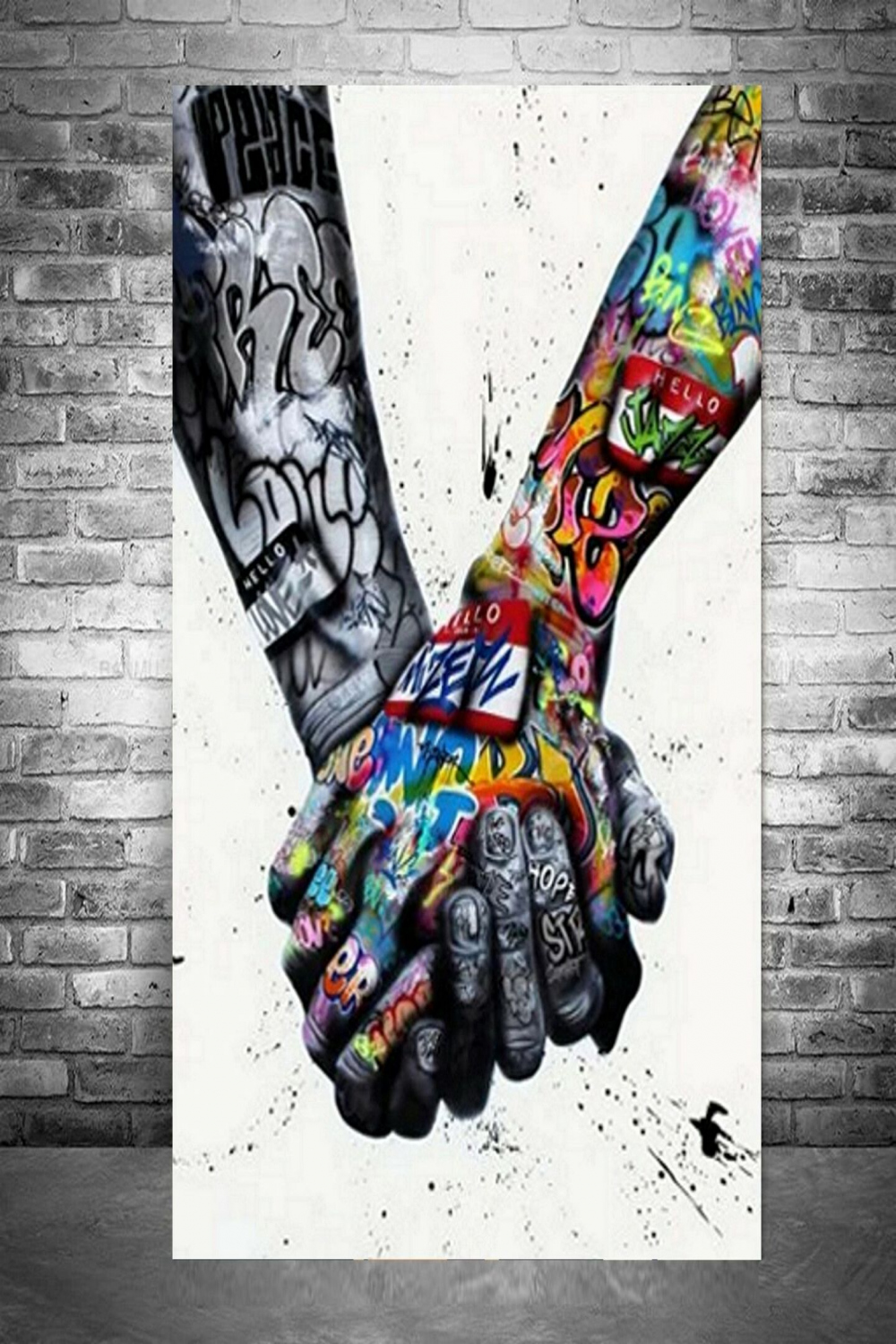 World Unity Hands Graffiti Printed Canvas Wall Art Soul Mate Print