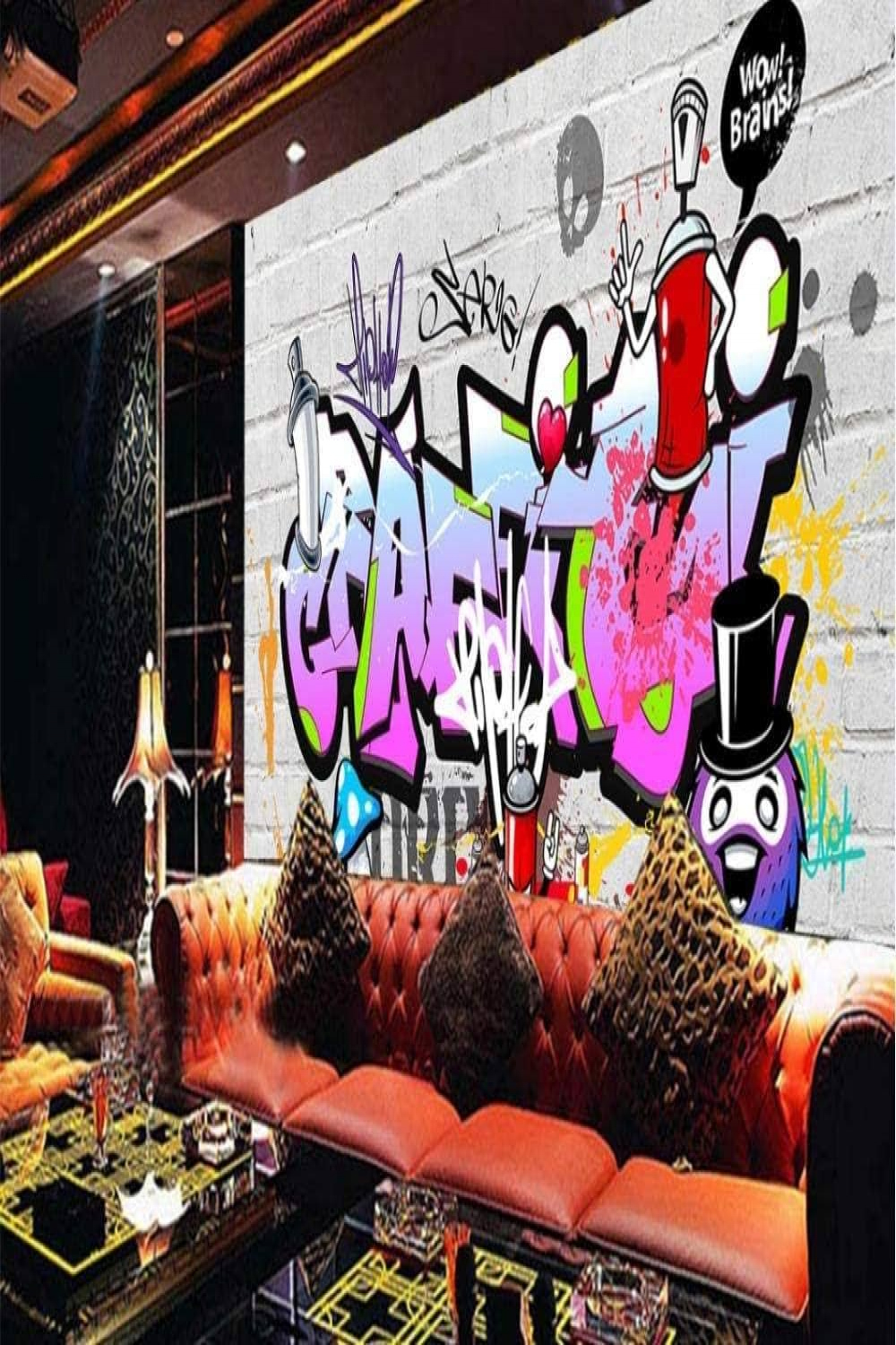 ZZXIAO Modern Wallpaper Graffiti Graffiti Brick White Background Mural  Wallpaper for Walls D Wall Paper Photo Wallpaper D Effect Wallpaper  Living