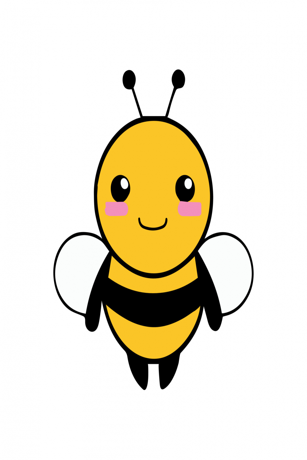 Adorable cute baby bee illustration, kawaii vector drawing style