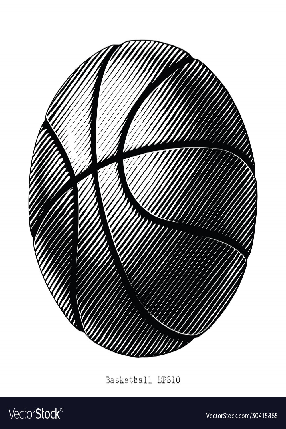 Basketball hand draw vintage style black Vector Image