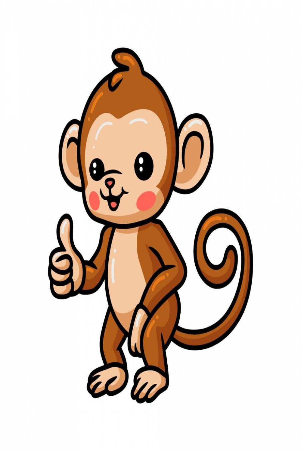 Cute baby monkey cartoon giving thumb up  Vector Art at