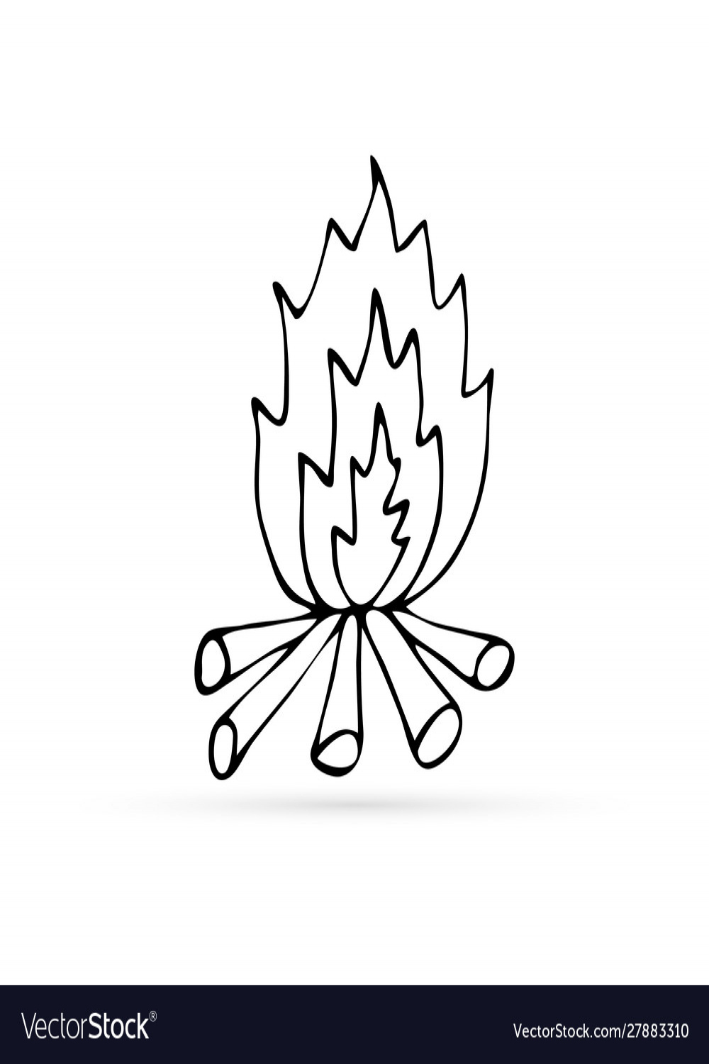 Doodle fire icon kids hand drawing bonfire Vector Image