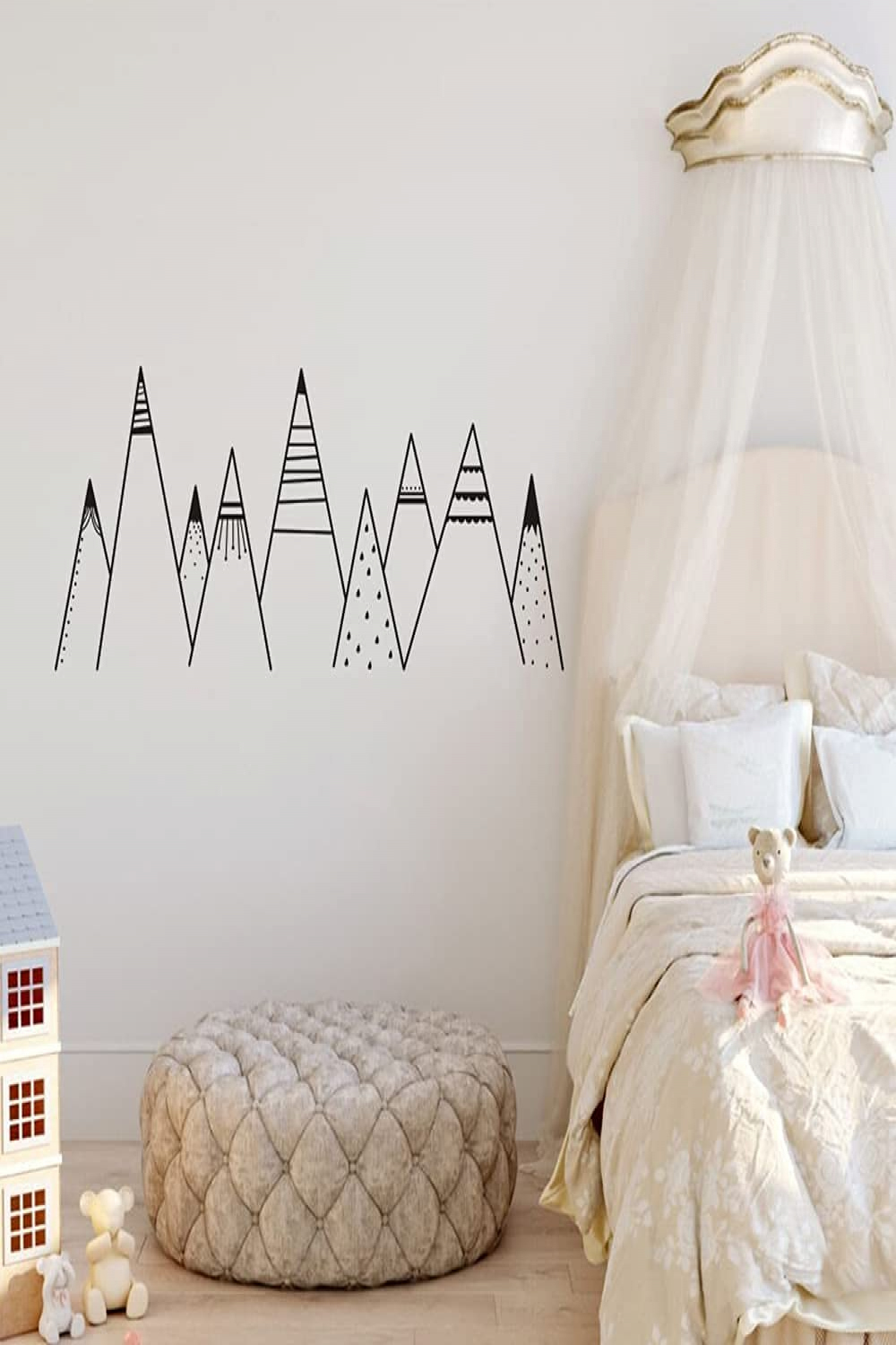 DOUMAISHOP Freehand Drawing Mountain Wall Sticker Nursery Kids